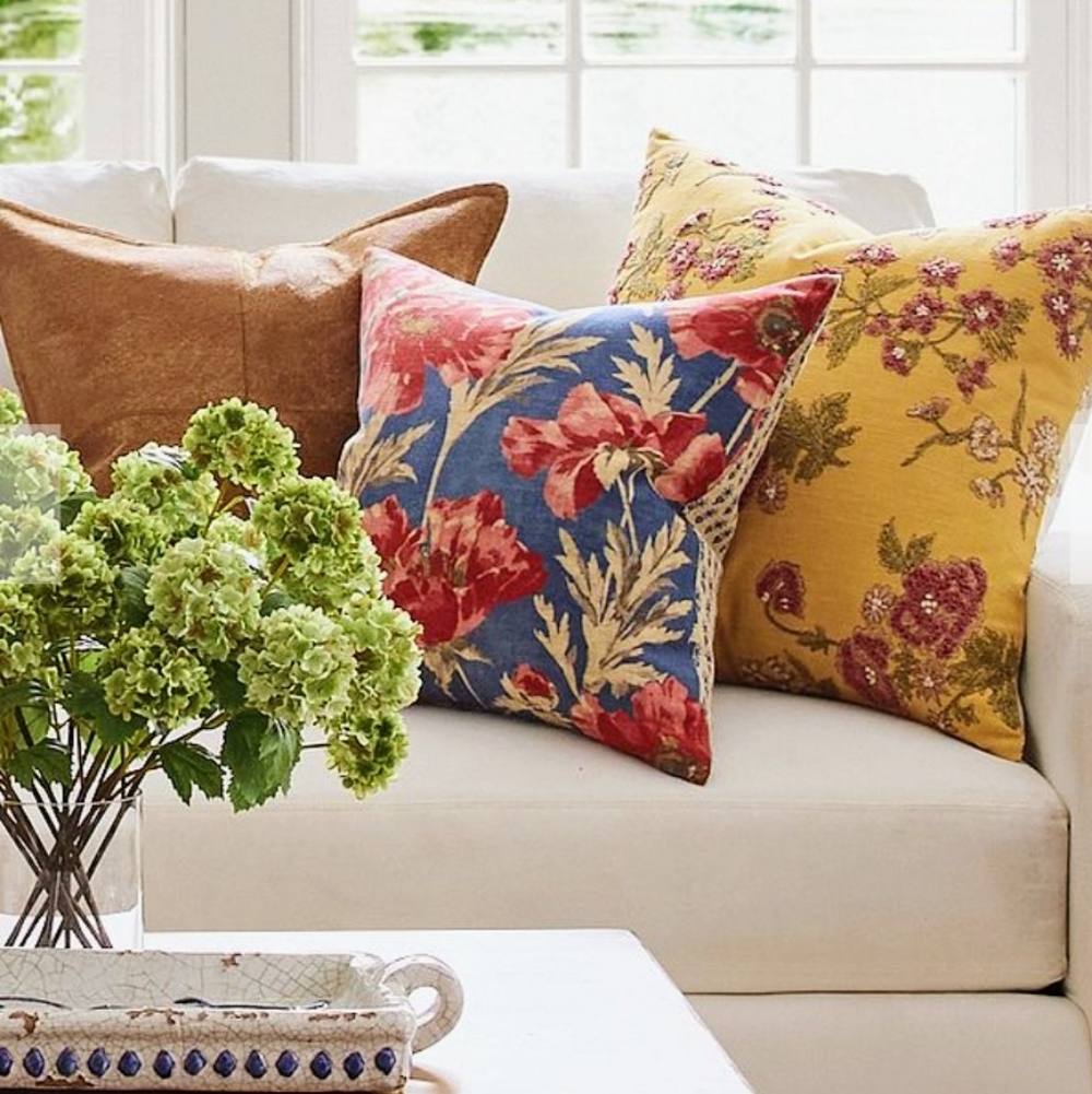 Pottery Barn Redmond Floral Embroidered Reversible Pillow 24 X 24